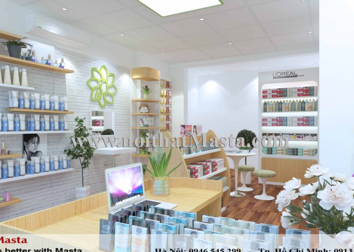 Thiết kế shop mỹ phẩm hiện đại, sang trọng của chị Hằng tại quận Tân Bình